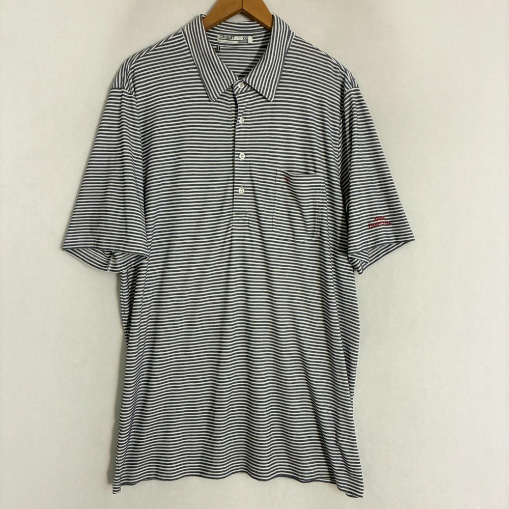 Criquet Polo Shirt Mens XXL Short‎ Sleeve Striped Golf Preppy Activewear READ